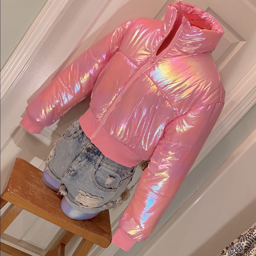 EN MERCI Shimmering Pink Women's Puffer Jacket ObO - Picture 5 of 13